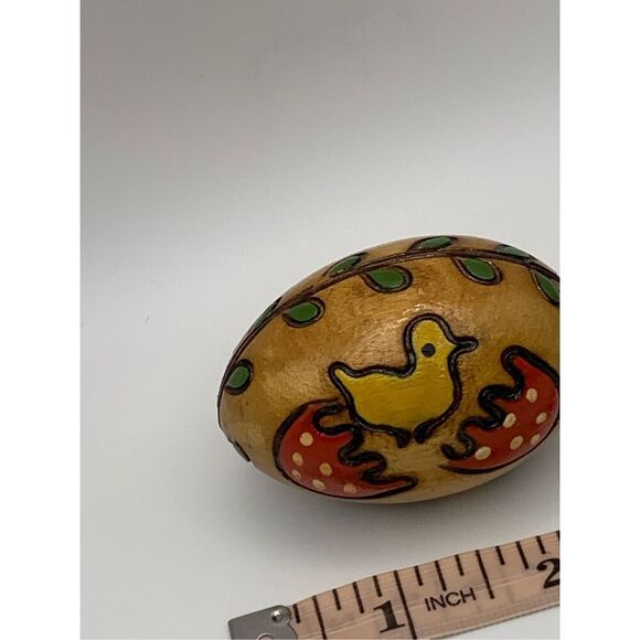 Vintage Wooden Hand Carved & Hand Painted Easter Egg - Picture 6 of 8